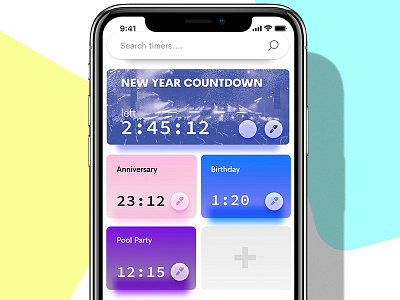 Countdown App Design app design application card layout countdown ios iphone x ui user experience user interface ux