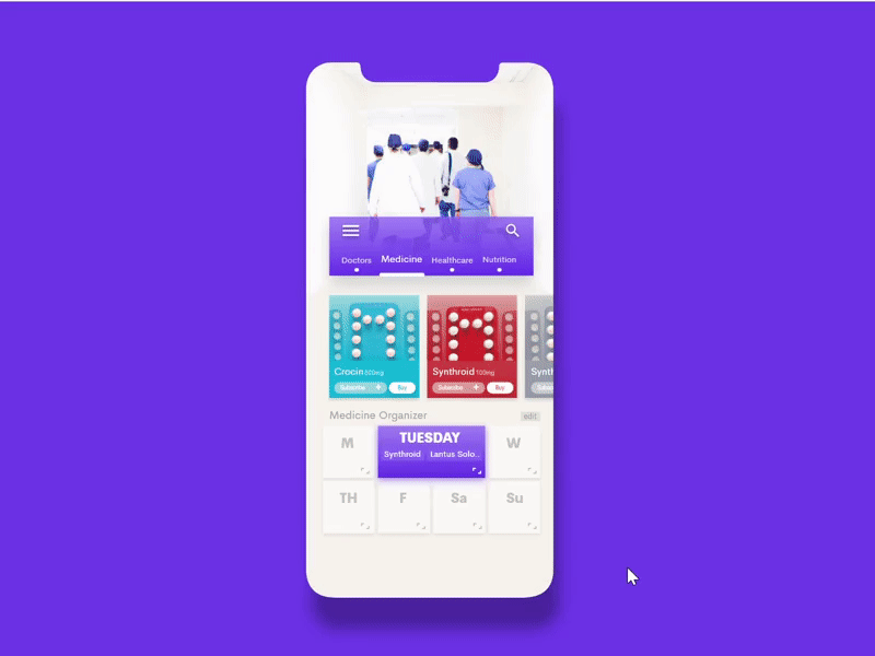 💊 Medicine Reminder - Interaction animation fitness health interaction medical prototype ui user experience user interface ux