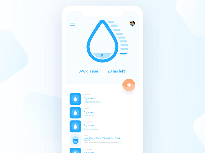 Water Tracker adobe xd app design fitness fitness tracker health ios iphone x ui user interface ux visual design water tracker
