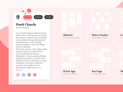 Portfolio Website Design adobe xd card ui design minimal pink portfolio portfolio website ui user experience user interface ux web design web ui website ui