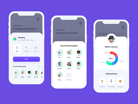 Language Learning App UI Kit by Emre Huzeyfe Baştaş on Dribbble