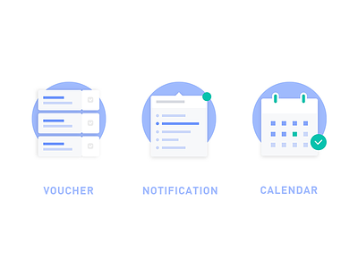 voucher, notification, calendar blockchain icon illustration