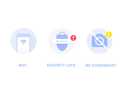 wifi, security lock, no camera blockchain icon illustration