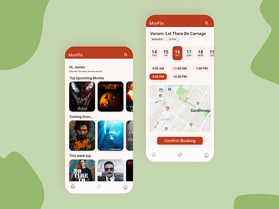 MovFlix - A Movie Booking App booking app figma graphic design mobile movie movie app ui