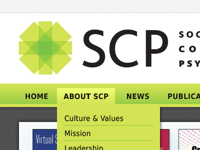 SCP menu mockup navigation photoshop website