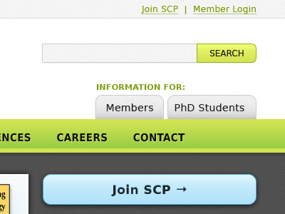 SCP search field and navigation photoshop search field website
