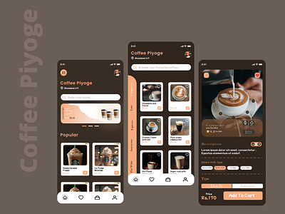 Coffee Piyoge App UI adobexd design figma graphic design ui ux