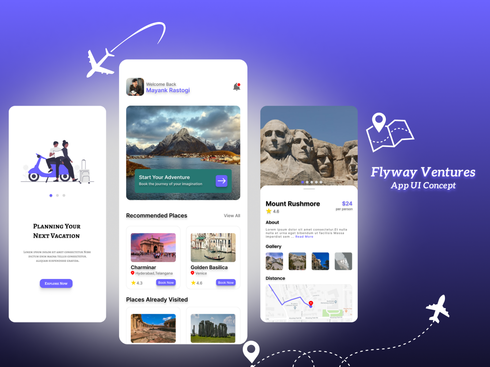 Flyway Ventures Travel App UI by Aruj Singh on Dribbble