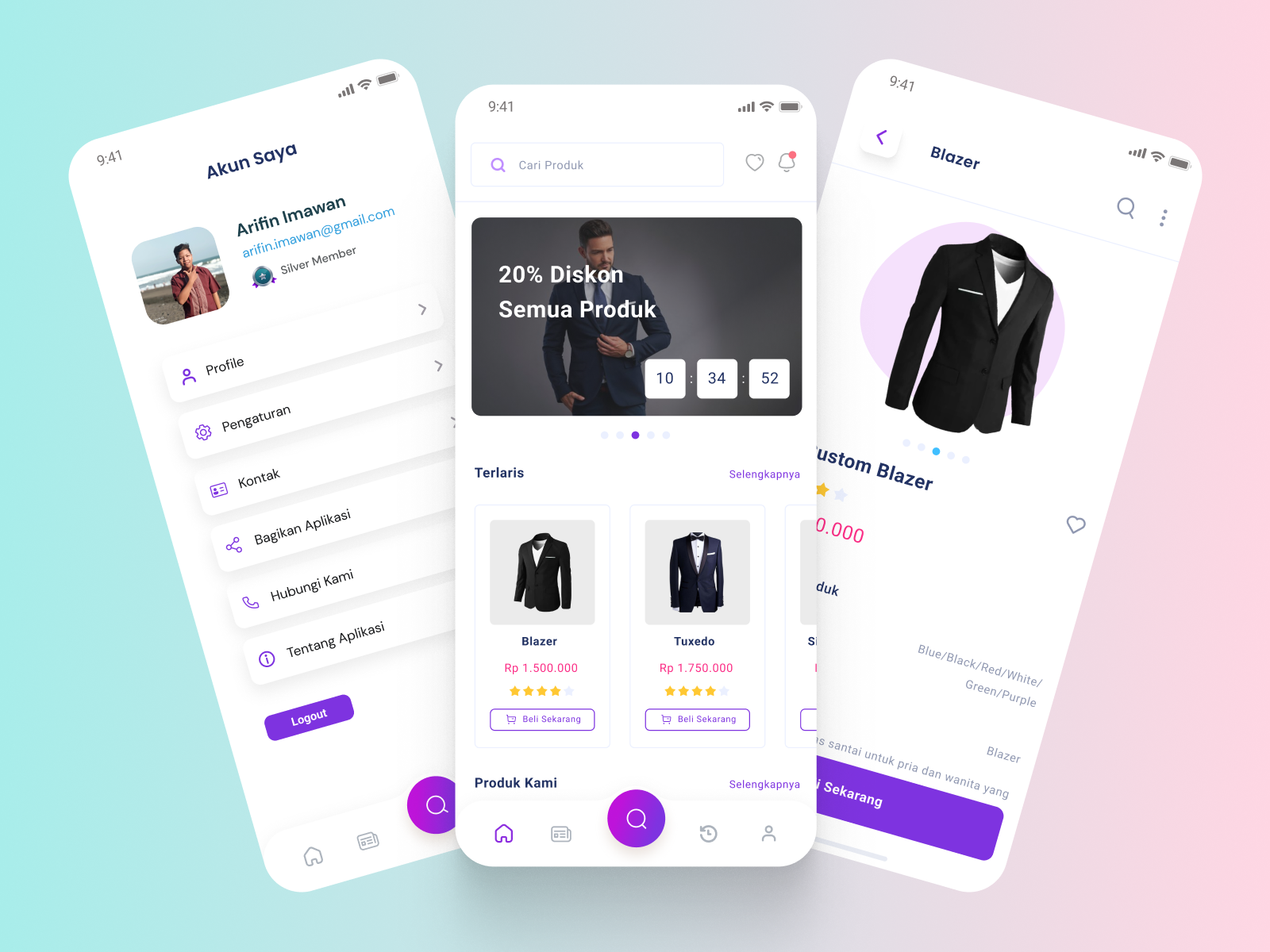 Suit Purchase App Design by Arifin Imawan on Dribbble