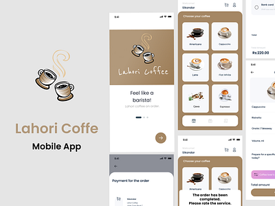 Lahori Coffee Mobile Application app branding coffeeapp dahboard design graphic design illustration logo typography ui ux vector