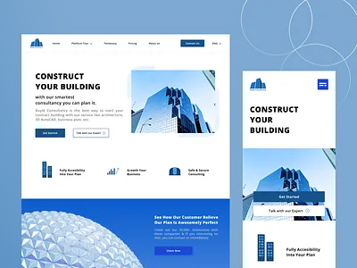 Buyld Consultancy Website & Responsive Mode app blue branding build building concept consultancy consultant design gradient home logo minimalist modern responsive skyscrapper ui ux website white