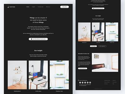 Minture (Minimalism Furniture) Website app architecture black design furniture haiku interior landing living logo minimalism minimalist page responsive simple simplicity ui ux website white