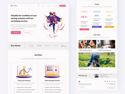 Rocketflares: IT Consulting Service Website agency app case client concept consult design get illustration it landing minimalist page service started study ui ux website white