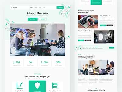 Yagene: Digital Agency Landing Page agency branding dark design dribbble green inspiration kit landing marketplace minimalist page portfolio service trending ui ux website white works