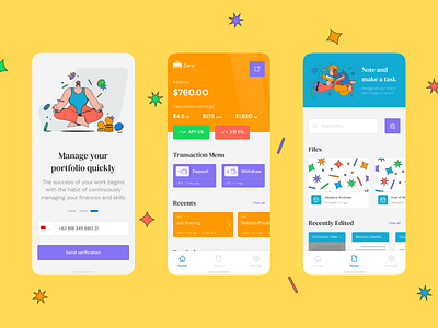 Caryr: Wallet & Files Management App app career color colorful design dribbble files get home illustration management mobile onboarding portfolio pride started trending ui ux wallet