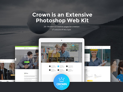 Crown is an Extensive PSD Web Kit psd template site elements site template site templates ui ui kit ux web elements web kit