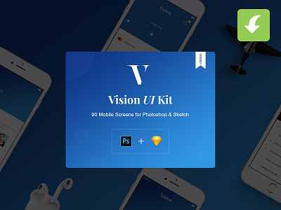 Vision Mobile UI Kit for Apps app freebie freebies mobile new psd sketch trendy ui ux