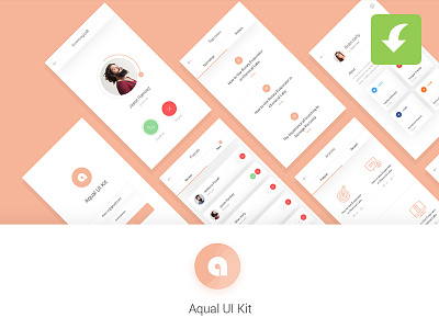 Freebie Aqual Mobile UI Kit for Social Networking Apps 2017 app apps freebie freebies mobile new trendy ui kit