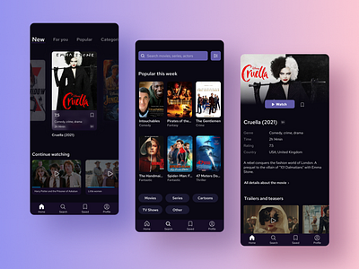 App design concept - UI Design app appdesign cinema concept design films movies online ui uidesign ux web