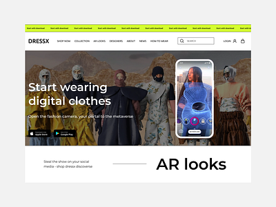 Dressx - website design app appdesign concept design landingpage ui uidesign ux vr web webdesign website