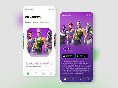 Gamein - App Design app appdesign design game mobile mobiledesign ui uidesign ux