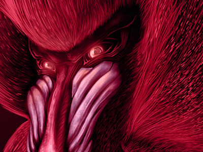 Rageful among fear baboon dark darkness fear forest fur landscape mandril monkey rage red selfportrait wrath