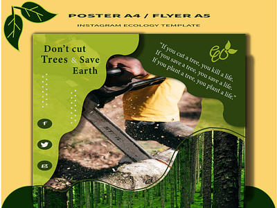 ECOLOGY POSTER A4 /FLYER A5 TEMPLATE ecology poster graphic design logo nature tree poster save trees [poster save trees flyer