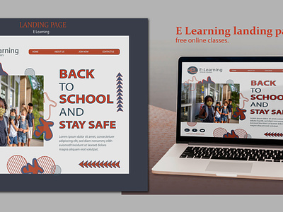 E learning online classes landing page. branding graphic design landing page landing page with mock up web landing page