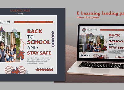 E learning online classes landing page. branding graphic design landing page landing page with mock up web landing page