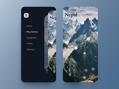 Nepal concept destination guide hiking hill icon interface map mobile mobile app mountains navigator product design tourism trips typography ui ux