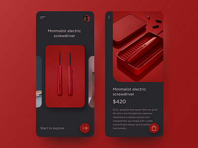 Minimalist Electric Screwdriver app application ecommerce interaction interface ios mobile product design product page shop store ui ux