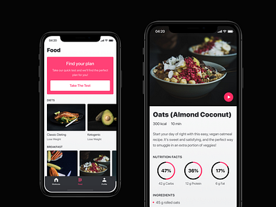 The Workout app application cook diet fitness food interaction interface ios mobile progress recipe sport ui ux web weight workout