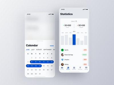 The Bank app application bank blockchain calendar card financial graphic ios minimal mobile payments product product design statistic transfer ui ui kit ux web