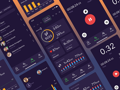 Fit Health app app dark design fitness graphic design native phone social typography ui ux