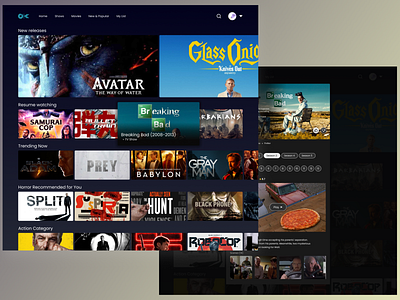 Streaming Website dark mode details graphic design grid logo movies streaming tv shows ui ux