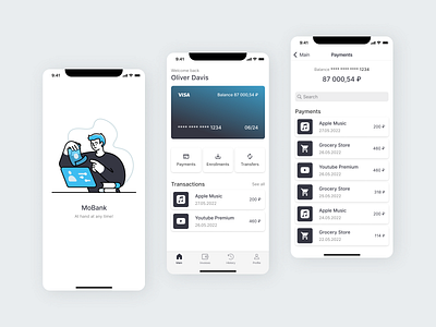 MoBank | Bank Mobile App app balance bank design illustration mobile ui
