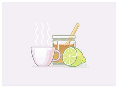 Lemon and honey tea design flat icon illustration minimal vector
