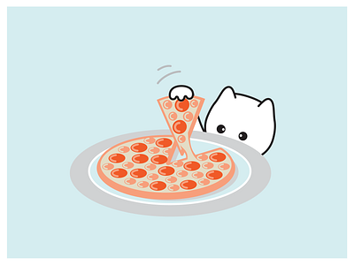 Piece & Love ai design flat illustration kitty minimal pizza vector