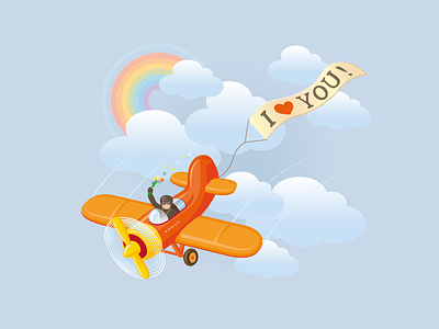 Valentine's Airplane ai airplane design illustration iloveyou pilot plane valentine day valentinesday vector