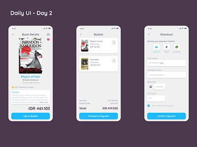 Checkout Page - Daily UI - Day 2 basket book buy cart checkout credit card dailyui design mobile pay payment purchase shop ui uiux ux