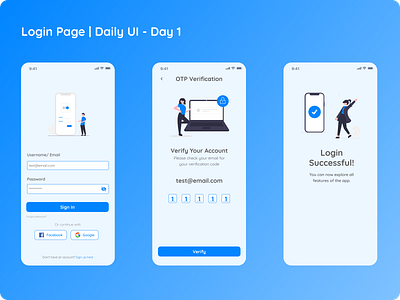 Login Page | Daily UI - Day 1 daily ui dailyui design login mobile otp password sign in success ui ux verification