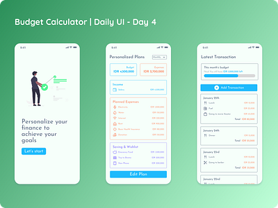 Budget Calculator | Daily UI - Day 4 bills budget dailyui finance mobile money plan tracker ui ux