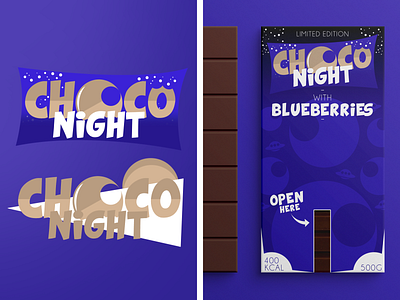 Choconight - Fictitious brand 2d art brand branding chocolate creation creations design digital edit gold illustration illustrator logo new night packaging photoshop purple trends