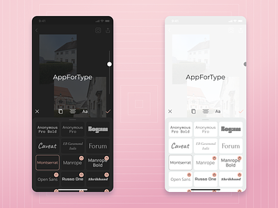 Font Gallery in AppForType app design font gallery instagram interface ios iphone ui ux