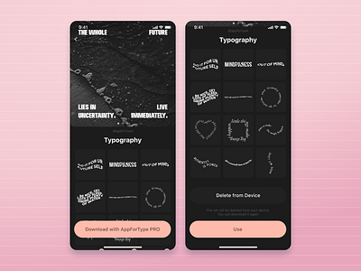 Set of stickers Typography in AppForType app design instagram interface ios iphone sticker typography ui ux