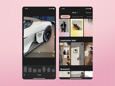 Crop Tool and Templates Gallery in AppForType app crop design gallery instagram interface ios iphone porsche stories template ui ux