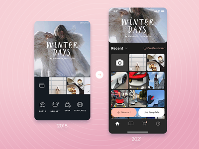 Main Screen Evolution 2018 → 2021 in AppForType app design evolution instagram interface ios iphone main screen stories template ui ux