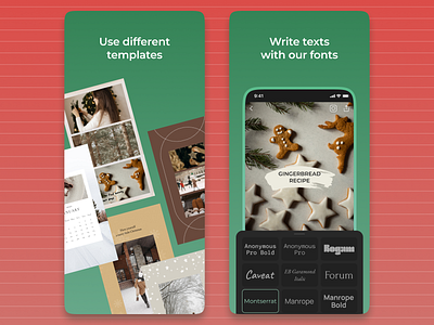 Green Screenshots in the App Store (AppForType) app app store design instagram interface ios iphone new year stories templates ui ux