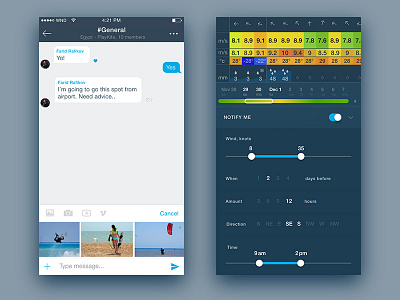 Windy App. Dialogs & Notification apps interfacae ios iphone map ui ux wind