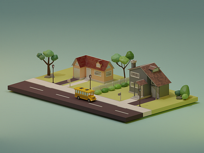 On the way to School 3d blender design